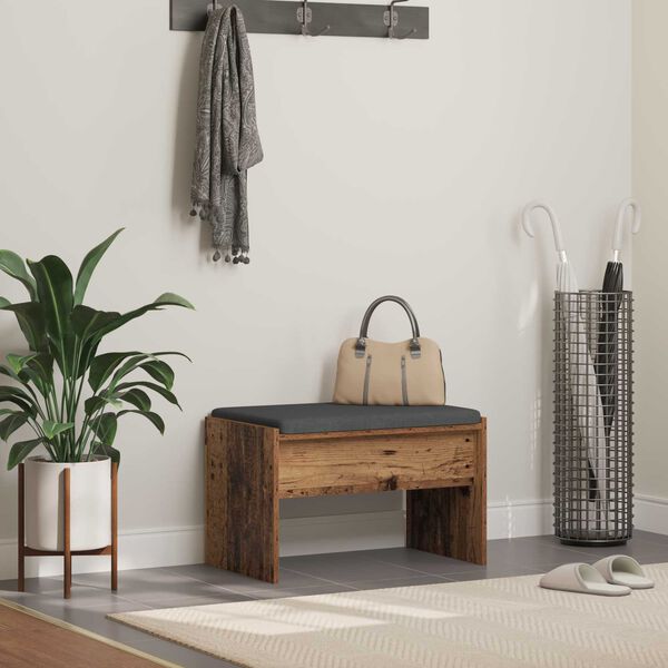 vidaXL Predsieňov&aacute; lavica s vank&uacute;&scaron;om Star&eacute; drevo 63 x 38 x 40 cm