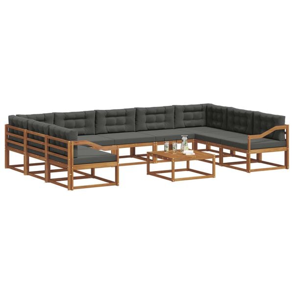 vidaXL Z&aacute;hradn&aacute; s&uacute;prava gaučov 10 pcs Pr&iacute;rodn&aacute; a antracitov&aacute;