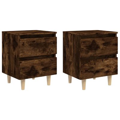 vidaXL Nočné stolíky s drevenými nohami 2 ks tmavý dub 40x35x50 cm