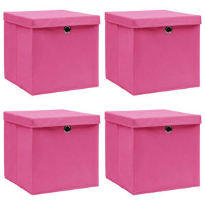 vidaXL &Uacute;ložn&eacute; boxy s vekom 4 ks, ružov&eacute; 32x32x32 cm, l&aacute;tka