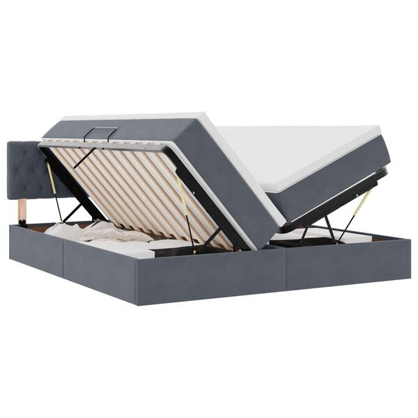 vidaXL &Uacute;ložn&aacute; posteľ s matracmi s čelnou doskou Tmavo &scaron;ed&aacute; 90 x 200 cm