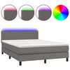 vidaXL Boxspring posteľ s matracom a LED siv&aacute; 140x190 cm umel&aacute; koža