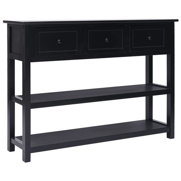 vidaXL Komoda, čierna 108x30x76 cm, dreven&yacute; mas&iacute;v paulovnia