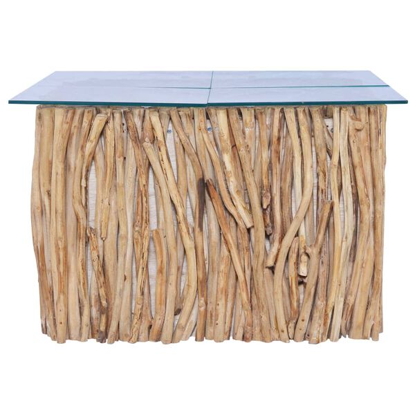 vidaXL Konferenčn&yacute; stol&iacute;k so sklenenou doskou 66x66x40cm t&iacute;kov&yacute; mas&iacute;v