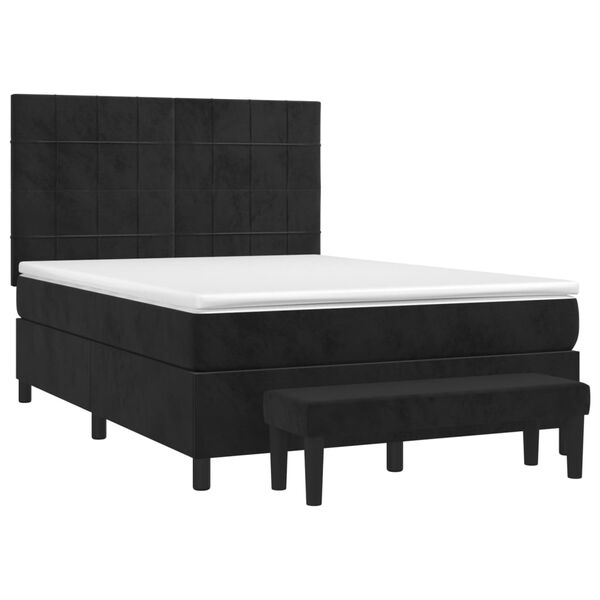 vidaXL Posteľn&yacute; r&aacute;m boxspring s matracom čierny 140x190 cm zamat