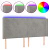 vidaXL Čelo postele s LED bledosiv&eacute; 203x16x118/128 cm zamat