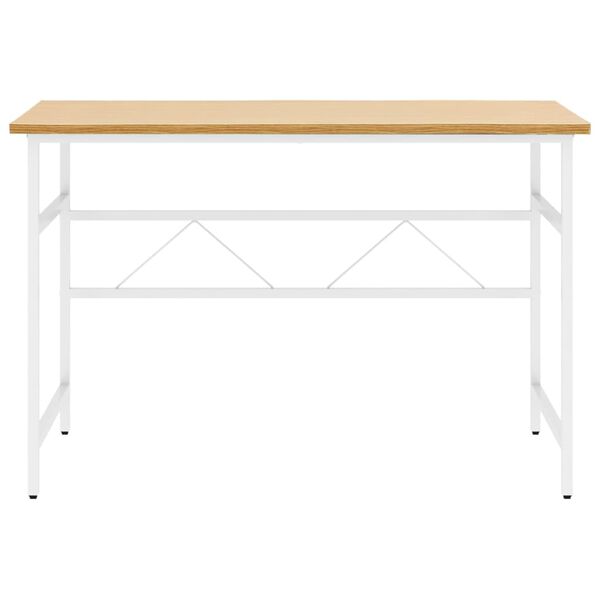 vidaXL Poč&iacute;tačov&yacute; st&ocirc;l biely a svetl&yacute; dub 105x55x72 cm MDF a kov