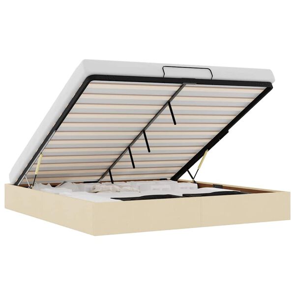 vidaXL Osmanský rám postele bez matraca krémová 180x200 cm Látka