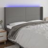 vidaXL Čelo postele s LED tmavosiv&eacute; 183x16x118/128 cm l&aacute;tka