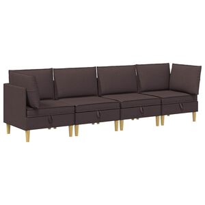 vidaXL Modul&aacute;rny pohovkov&yacute; set s &uacute;ložn&yacute;m priestorom 4 ks Tmavohned&aacute;
