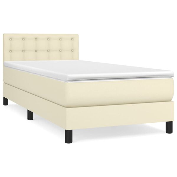vidaXL Boxspring posteľ s matracom kr&eacute;mov&aacute; 80x200 cm umel&aacute; koža