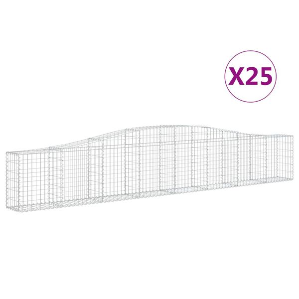 vidaXL Obl&uacute;kov&yacute; gabionov&yacute; k&ocirc;&scaron; 25 ks 400x30x60/80 cm pozinkovan&eacute; železo