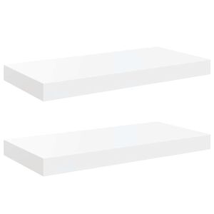 vidaXL Pl&aacute;vaj&uacute;ce n&aacute;stenn&eacute; police 2 ks, leskl&eacute; biele 50x23x3,8 cm, MDF