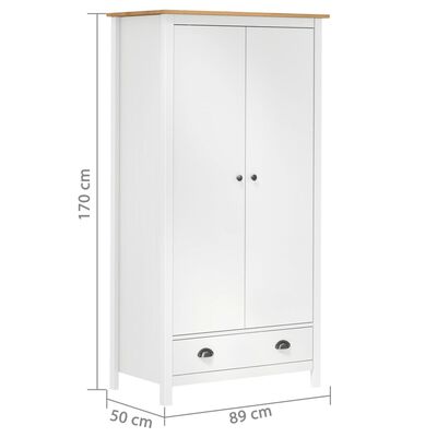vidaXL 2-dverový šatník Hill, biely 89x50x170 cm, borovicový masív