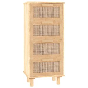 vidaXL Komoda hned&aacute; 40x30x90 cm mas&iacute;vna borovica a pr&iacute;rodn&yacute; ratan