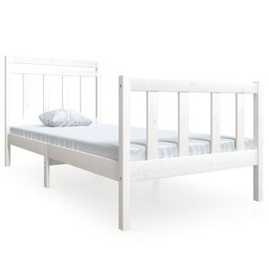 vidaXL Posteľn&yacute; r&aacute;m biely 90x190 cm jednol&ocirc;žko mas&iacute;vne drevo