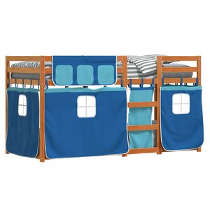 vidaXL Poschodov&aacute; posteľ so z&aacute;vesmi modr&aacute; 80x200 cm mas&iacute;vna borovica