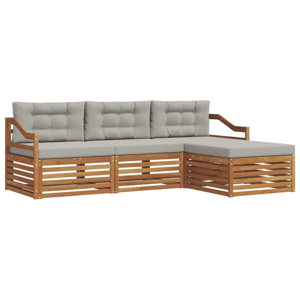 vidaXL Z&aacute;hradn&aacute; s&uacute;prava gaučov s vank&uacute;&scaron;om 4 pcs Pr&iacute;rodn&aacute; a svetlosiv&aacute;