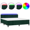 vidaXL Posteľn&yacute; r&aacute;m boxsping matrac a LED tmavozelen&yacute; 180x200 cm zamat