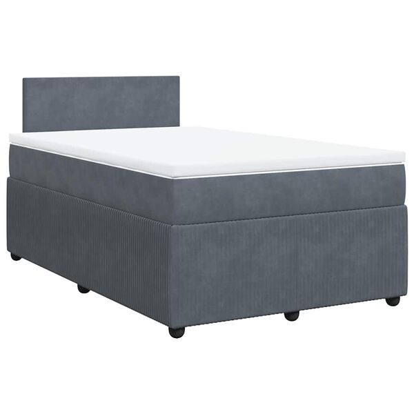 vidaXL Posteľn&yacute; r&aacute;m boxspring s matracom tmavosiv&yacute; 90x190 cm zamat