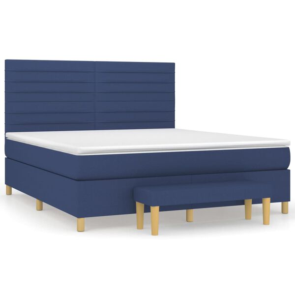 vidaXL Posteľn&yacute; r&aacute;m boxspring s matracom modr&yacute; 180x200 cm l&aacute;tka