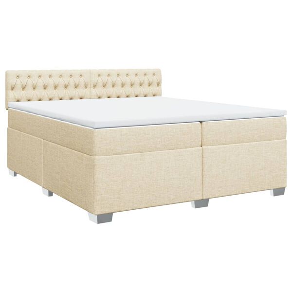 vidaXL Boxspring posteľ s matracom kr&eacute;mov&aacute; 200x200 cm l&aacute;tka