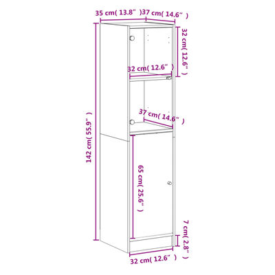 vidaXL Vysoká skrinka so sklenenými dverami betónovo sivá 35x37x142 cm