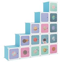 vidaXL Úložná skrinka v tvare kociek pre deti s 15 kockami modrá PP