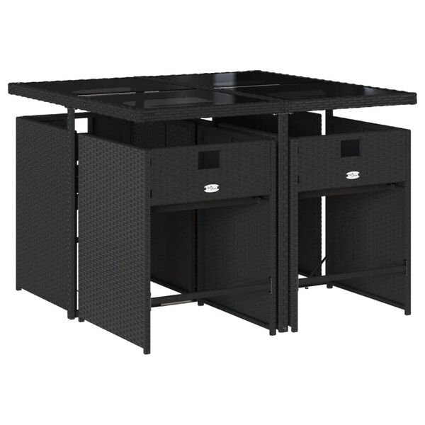 vidaXL 5-dielna z&aacute;hradn&aacute; jed&aacute;lensk&aacute; s&uacute;prava a vank&uacute;&scaron;e čierna polyratan