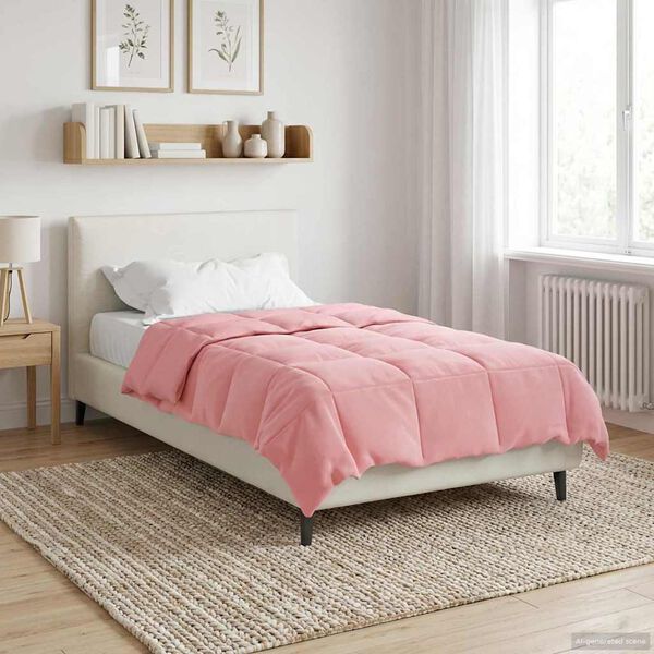 vidaXL Prikr&yacute;vka na cel&yacute; rok &Scaron;nurovan&yacute; Ružov&aacute; 140 x 200 cm Mikrovl&aacute;kno