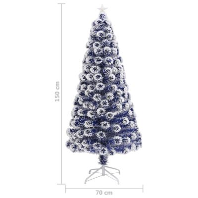 vidaXL Osvetlený vianočný stromček, bielo modrý 150 cm, optické vlákno