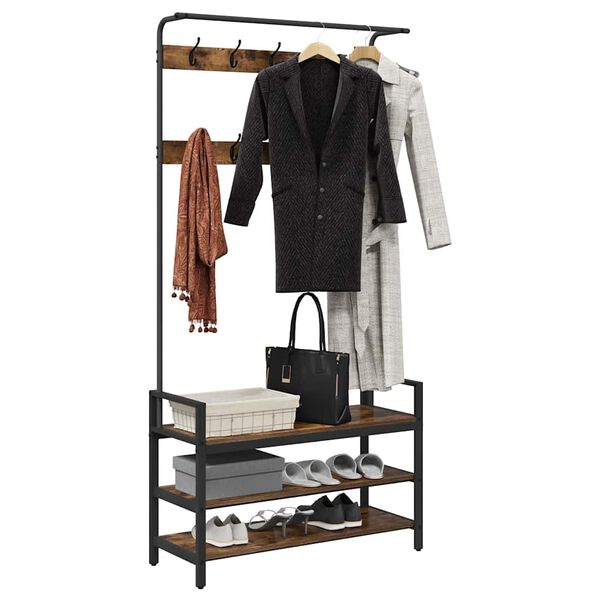 vidaXL Ve&scaron;iak s poličkou Dymov&aacute; dub 95 x 34 x 184 cm Kompozitn&eacute; drevo