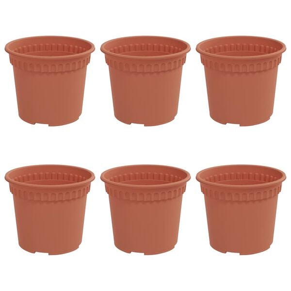 vidaXL Kulat&yacute; kvetin&aacute;č 6 pcs Tehlovo červen&aacute; &Oslash; 12,5 x 10 cm Plast