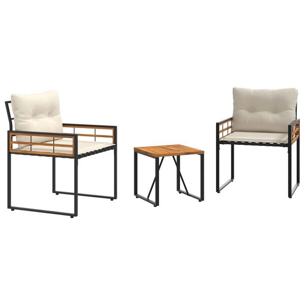 vidaXL Záhradný nábytok s vankúšom 3 pcs Krémová