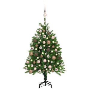 vidaXL Osvetlen&yacute; umel&yacute; vianočn&yacute; stromček s guľami 120 cm, zelen&yacute;
