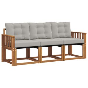 vidaXL Z&aacute;hradn&aacute; s&uacute;prava gaučov s vank&uacute;&scaron;om 3 pcs Pr&iacute;rodn&aacute; a svetlosiv&aacute;