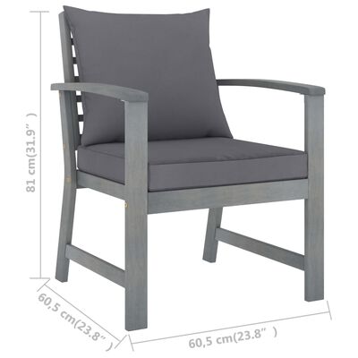 vidaXL Záhradné stoličky s podložkami 2 ks tmavosivé akáciový masív