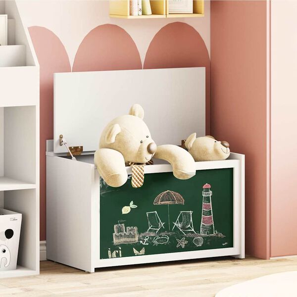 vidaXL Z&aacute;sobn&iacute;k s &uacute;ložn&yacute;m priestorom a tabuľou na p&iacute;sanie ROROS Biela