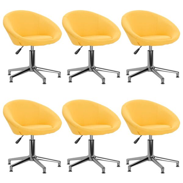 vidaXL Otočn&eacute; jed&aacute;lensk&eacute; stoličky 6 ks žlt&eacute; l&aacute;tkov&eacute;