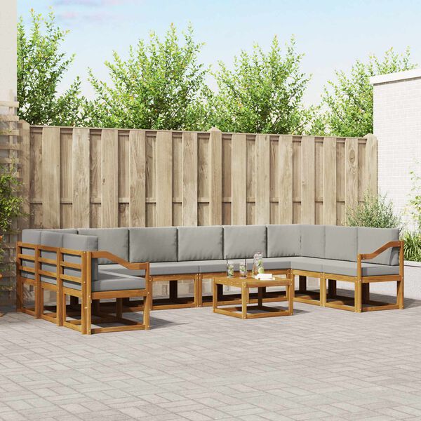 vidaXL Z&aacute;hradn&aacute; s&uacute;prava gaučov s vank&uacute;&scaron;om 11 pcs Pr&iacute;rodn&aacute; a svetlosiv&aacute;