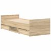 vidaXL Posteľný rám s predným a zadným čelom, dub sonoma 75x190 cm