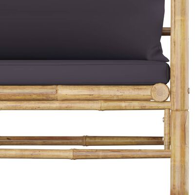 vidaXL 7-dielna záhradná sedacia súprava s tmavosivými podložkami bambusová