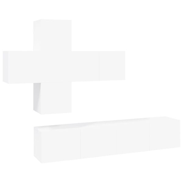 vidaXL 7-dielna súprava TV skriniek biela spracované drevo