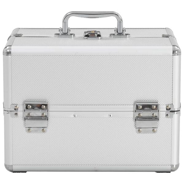 vidaXL Kufr&iacute;k na make-up strieborn&yacute; 22x30x21 cm hlin&iacute;kov&yacute;