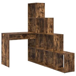 vidaXL Rohov&yacute; st&ocirc;l s poličkou Dymov&aacute; dub 101,5 x 149,5 x 149,5 cm