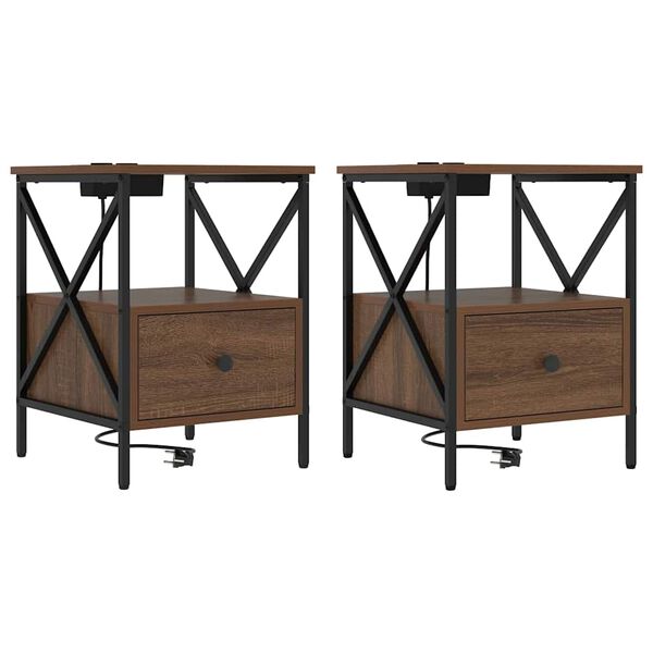 vidaXL Nočn&yacute; stol&iacute;k so z&aacute;suvkou 2 pcs Hned&yacute; dub 41,5 x 40,5 x 55 cm