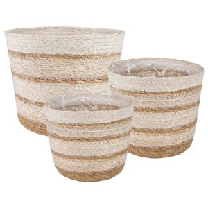 vidaXL 3 ks Pr&iacute;rodn&aacute;, biela a b&eacute;žov&aacute; &Oslash;26 x 19 cm 100% Morsk&aacute; tr&aacute;va