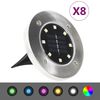 vidaXL Zapusten&eacute; sol&aacute;rne svetl&aacute; do zeme 8 ks, LED svetl&aacute;, RGB farby