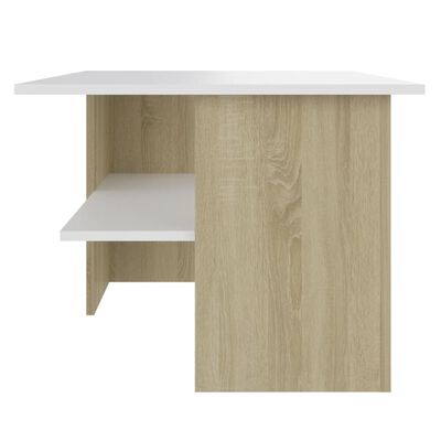 vidaXL Konferenčný stolík biely a dub sonoma 90x60x46,5 cm drevotrieska
