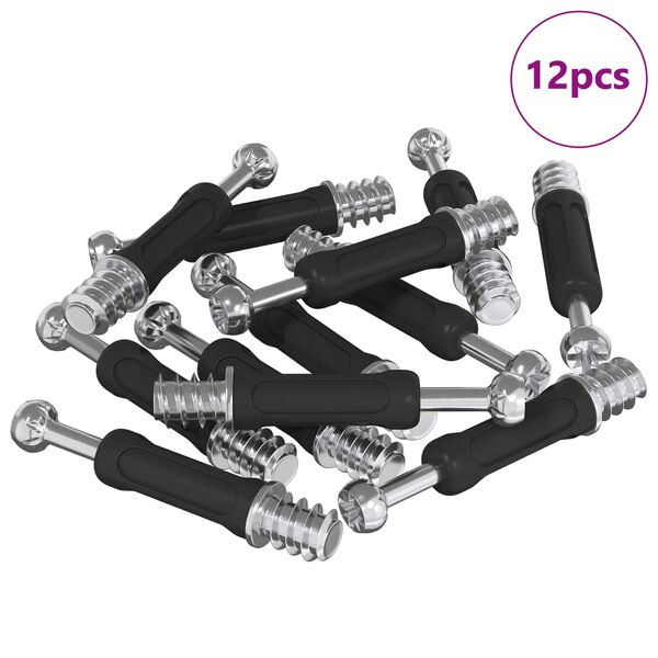 vidaXL Kladkov&yacute; z&aacute;mok skrutka 12 pcs Strieborn&aacute; a čierna M6 x 40 mm